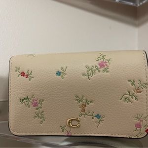 Coach antique floral print slim card case